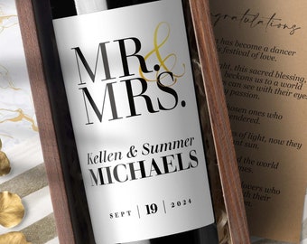 Wine Bottle Labels - Black & White Labels - Bride and Groom Wine Labels - Champagne Wine Labels - Wedding Celebration Labels - 4255