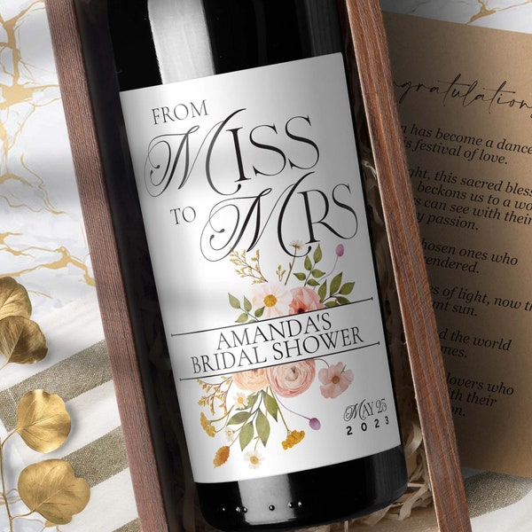 From Miss to Mrs Wine Bottle Labels for Bridal Showers  - 2859