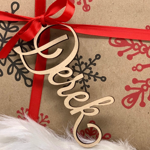 GiftTag, Name Tag, Christmas Stocking Tag, Handmade Wood Tag, Holiday Wood Tag, Christmas Gift Tag for Her, Men's gift tag - 6600