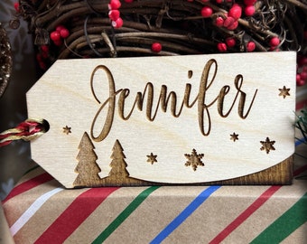 Christmas Gift Tags, Custom Tag for Holiday Stocking, Handmade Wood Gift Tag Personalized - 9793