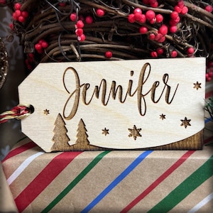 Christmas Gift Tags, Custom Tag for Holiday Stocking, Handmade Wood Gift Tag Personalized - 9793