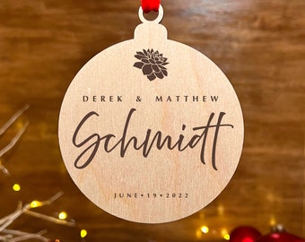 Personalized Christmas Ornament, First Christmas, Newlywed, House Warming, Handmade Ornament from Wood or Acrylic, Mr and Mr Keepsake -2967W