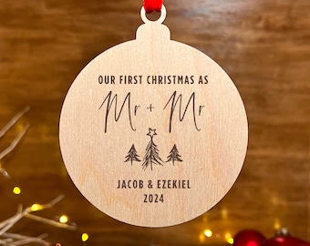 Personalized Our First Christmas Married Ornament, Newlywed Christmas gift, Mr & Mr Christmas Ornament Keepsake Gift, 7321W