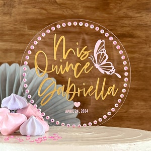 Personalized Rhinestone Quinceañera Cake Topper: Keepsake Birthday Decoration