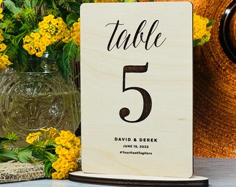 Wedding Table Numbers, Personalized Wood Table Numbers, Rustic Wedding Decor, Laser Etched Table Number, 4X6 and 5X7 barn wedding - 9154W