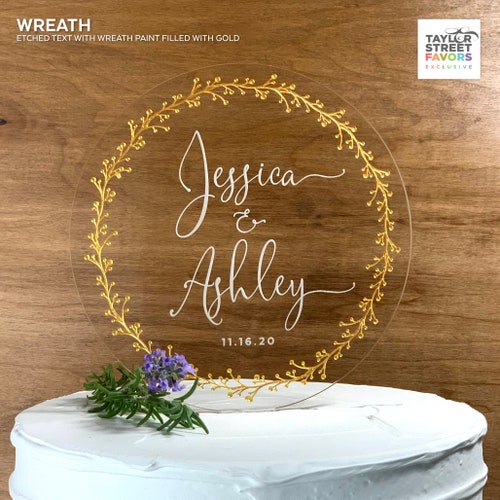 Wedding Cake Topper Gold Wedding Cake Topper With Script Last Etsy