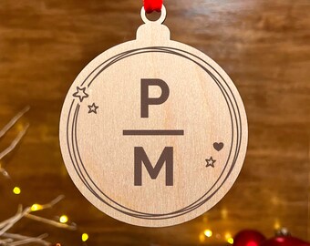 Personalized Christmas Ornament, Newlywed Christmas gift, Keepsake Gift, Initials Christmas Ornament - 2525