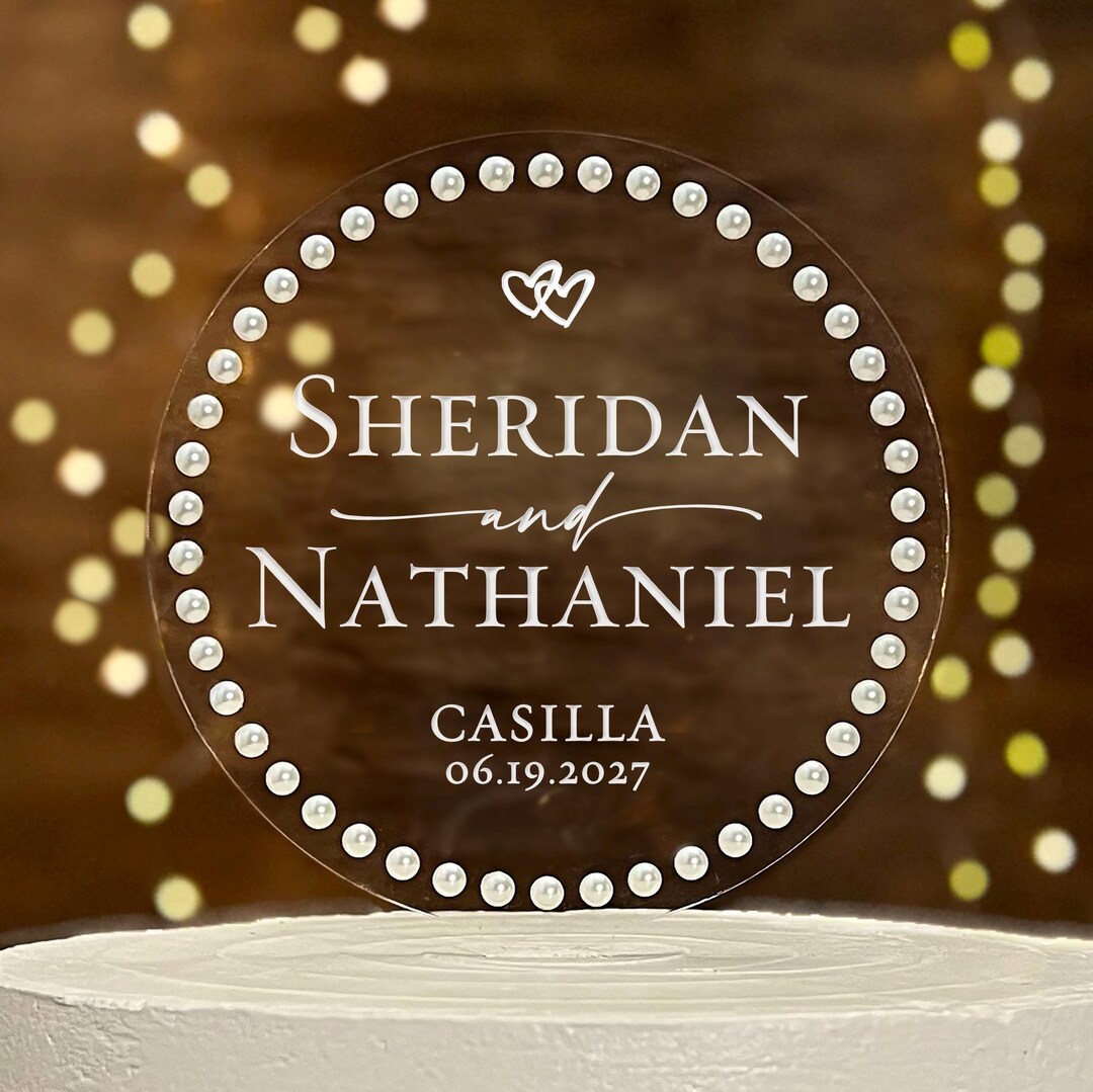 Toppers Border Personalized Pearl Border Wedding Cake Topper, Anniversary Keepsake - Etsy