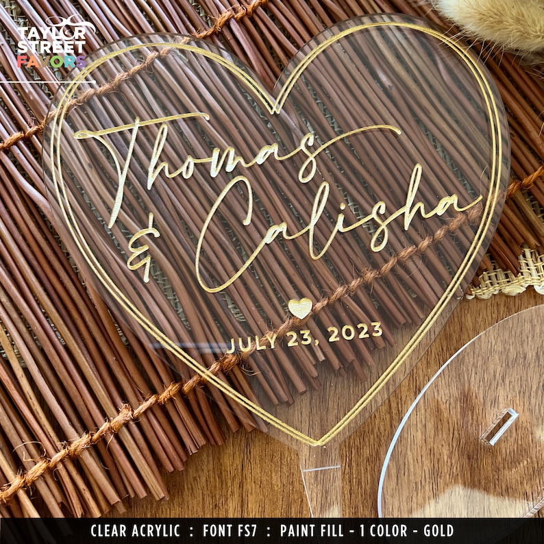 Heart Cake Topper, Wedding Cake Topper, Acrylic Cake Topper with Script Names, Etched Heart Cake Topper 2899 image 5