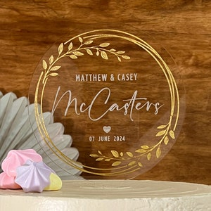 Personalized Wedding Topper with Script Last Name, Anniversary Cake Charm