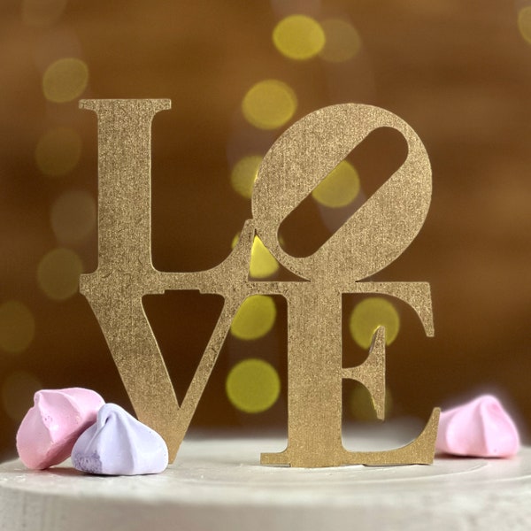 Wedding Cake Topper, LOVE Cake Topper, Painted Wood Philly Love Cake Topper - 7752