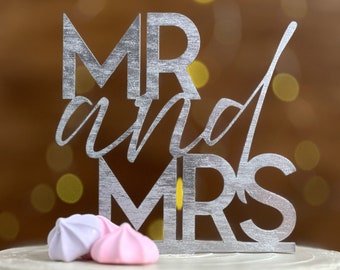 Mr & Mrs Wood Wedding Cake Topper, Mrs and Mrs Rustic Cake Topper, Mr and Mr in Gold, Silver, or Copper  | By Taylor Street Favors | 8621MRS