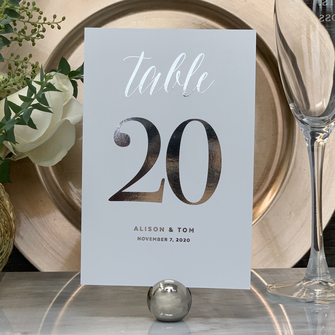 Silver Wedding Table Numbers Table Numbers with Silver Foil Etsy