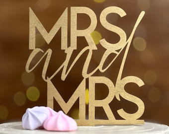 Mrs & Mrs Wood Wedding Cake Topper, Mr and Mr Rustic Cake Topper, Mr and Mrs Painted Gold, Silver, Copper  | By Taylor Street Favors | 8621