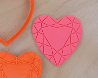 Heart Shape Gemstone Cookie Cutter and Stamp Set - 241