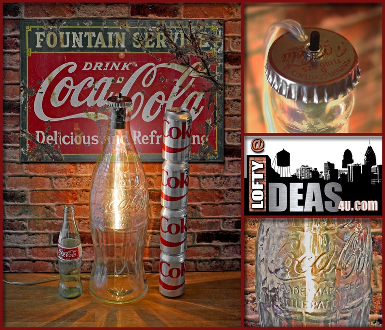 Upcycled Oversized Collectable Coca Cola Glass Bottle With A Image 0