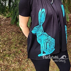Pachena, Clothing, Fashion, Design, Bamboo, Scarf featuring the artwork WISDOM RABBIT by PachenaClothing, Made in Canada,