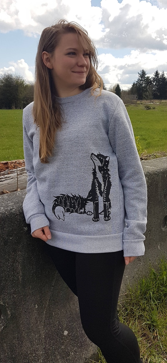Pachena, Clothing, Fashion, Design, Heather, White, Sweatshirt featuring the in artwork STELLAR FOX by PachenaClothing, Made in the Canada, 72a110 Pachena, Clothing, Fashion, Design, Heather, White, Sweatshirt featuring the in artwork STELLAR FOX by PachenaClothing, Made in the Canada, 72a110