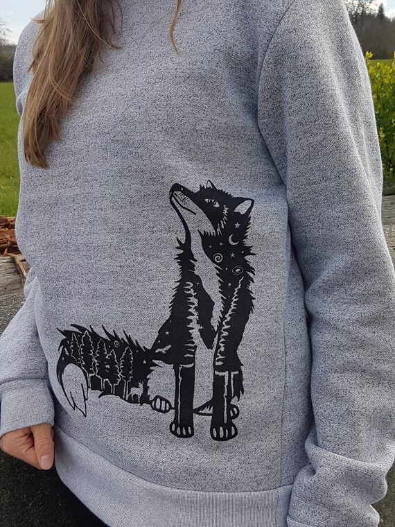 Pachena, Clothing, Fashion, Design, Heather, White, Sweatshirt featuring the in artwork STELLAR FOX by PachenaClothing, Made in the Canada, 72a110 Pachena, Clothing, Fashion, Design, Heather, White, Sweatshirt featuring the in artwork STELLAR FOX by PachenaClothing, Made in the Canada, 72a110