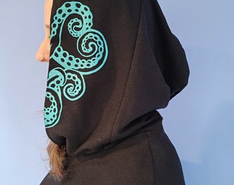 Pachena, Clothing, Fashion, Design, Black, Bamboo, Hoodie, featuring the artwork REEF OCTOPUS, by PachenaClothing, Made in Canada,