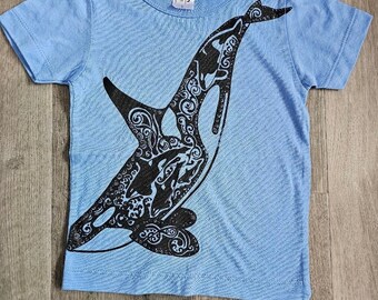 Pachena, Clothing, Fashion, Design, Kids, Bamboo, T-shirt featuring the artwork FAMILY POD Orca by PachenaClothing, Made in Canada,