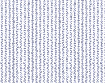 Rifle Paper Co. Strawberry Fields, Laurel Stripe, Periwinkle, quilting cotton fabric, sold by the half-yard