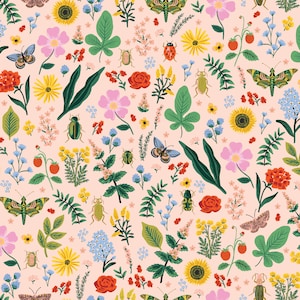 Rifle Paper Co. | Curio | Blush Metallic | quilting cotton fabric | half yard increments