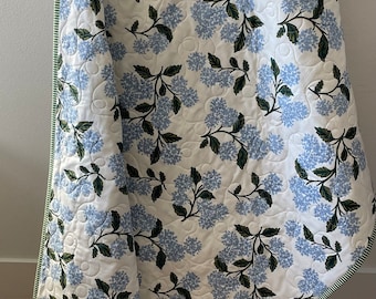 Rifle Paper Co. Hydrangea in Cream, Crib Size, Whole Cloth Quilt, Gift, Nursery Decor, Cuddle Blanket
