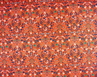 Rifle Paper Co. Wildwood, Red Metallic, cotton fabric, sold by the half-yard