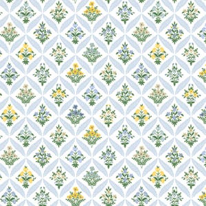 New! Rifle Paper Co., Dahlia, Estee Garden, Blue Multi, quilting cotton fabric, sold by the half-yard