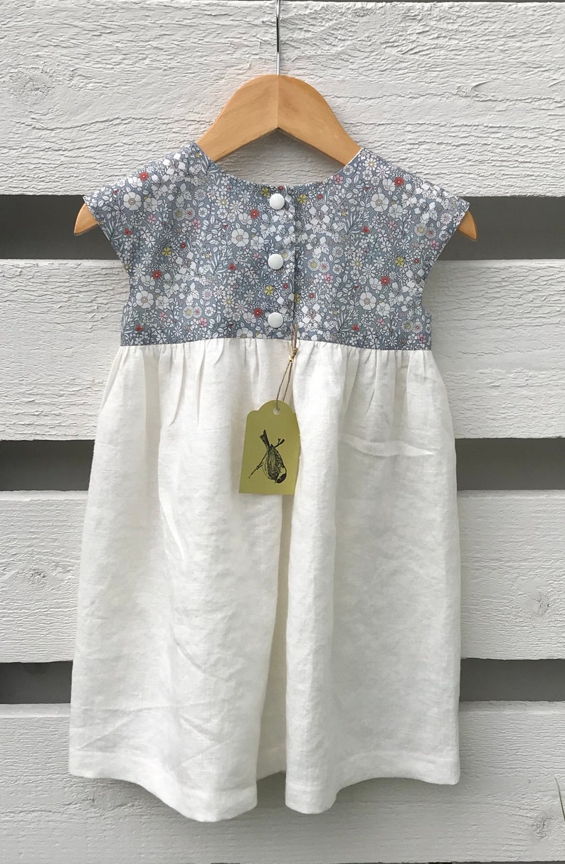 One-of-a-kind Baby Liberty and Linen Toddler Dress Size 18-24m Ready to Ship