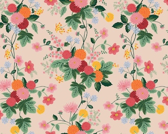 Rifle Paper Co., Dahlia, Blush, quilting cotton, sold by the half-yard