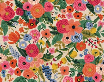 Rifle Paper Co. Wildwood, Garden Party, Pink, Canvas Fabric
