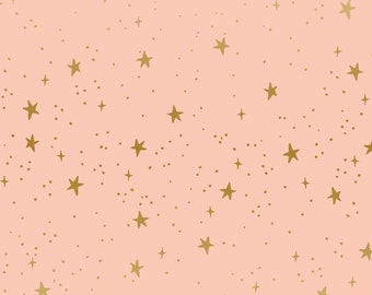 Rifle Paper Co. - Primavera - Stars - Blush Metallic, quilting cotton fabric, sold by the half-yard