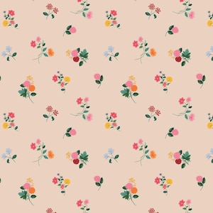 New! Rifle Paper Co., Dahlia, Ditsy Dahlia, Blush, quilting cotton fabric, sold by the half-yard