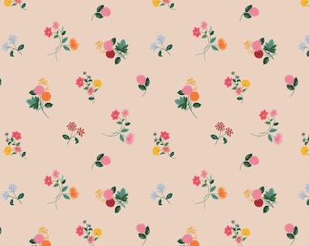 Rifle Paper Co., Dahlia, Ditsy Dahlia, Blush, cotton fabric, sold by the half-yard