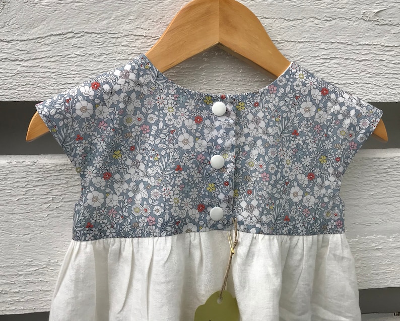 One-of-a-kind Baby Liberty and Linen Toddler Dress Size 18-24m Ready to Ship