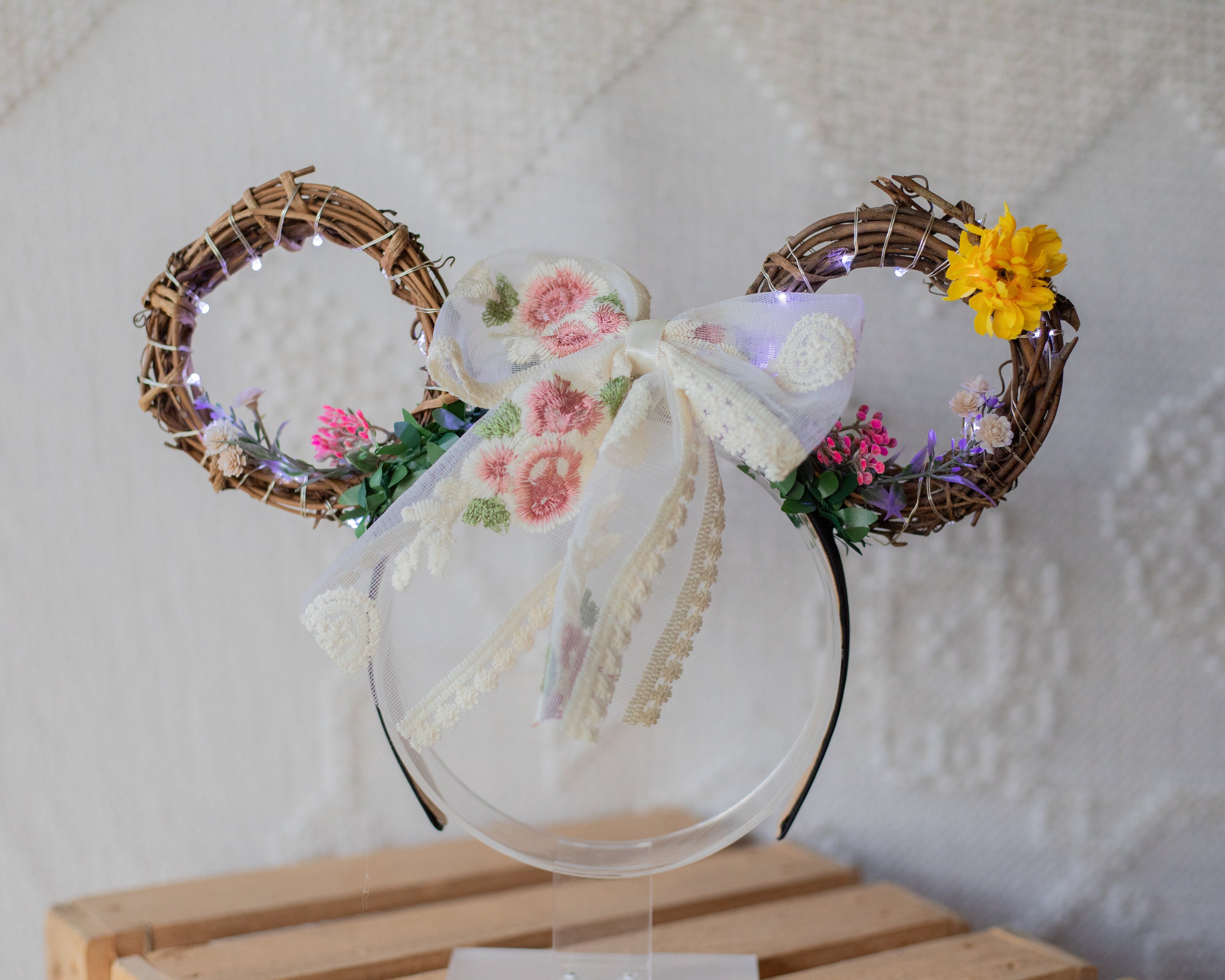 Disney Handmade Light Up Reversible Floral Tiana Ears Tiana Inspired Mickey Ears | Deluxe Princess Ears | Princess  main image 2
