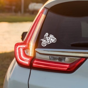 Girl sports bike rider - biker girl - wheelie  - vinyl car - motorbike window - bodywork - bumper sticker - label - decal
