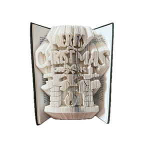 Merry Christmas - Fireplace with stockings Cut & fold book folding pattern - 452 numbered pages needed.