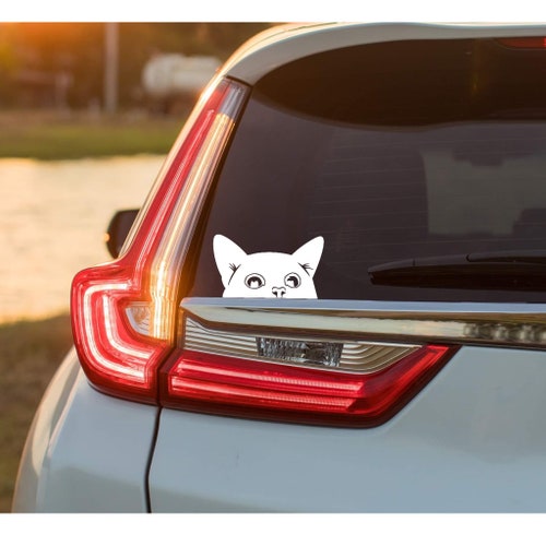 Peeping Cat Vinyl Car Window Bodywork Bumper Sticker Label Etsy UK