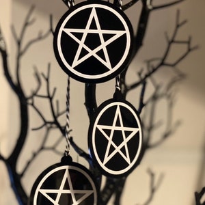 Pentagram Hanging Christmas Tree ~ Yule ~ Winter Solstice ~ Decoration ~ Flat Bauble