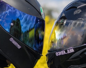 Motorbike Helmet x2 - Lid, Instagram handle vinyl sticker - Label - Decal, Social Media - Social networking - Insta Name.