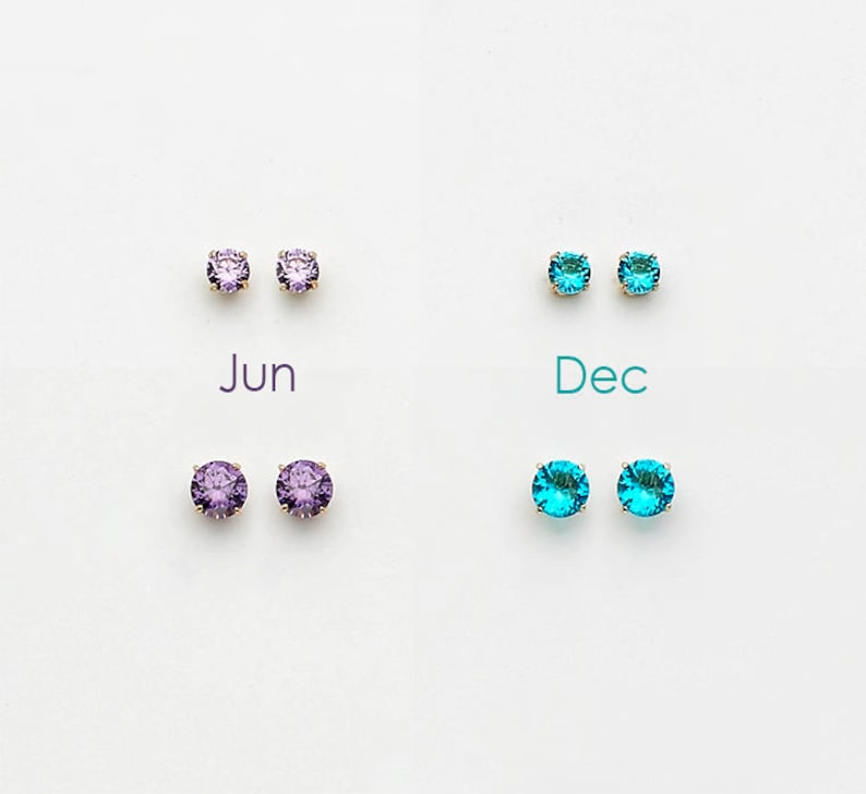 Birth Month Stone Screwback Earrings 925 Sterling Silver - Etsy