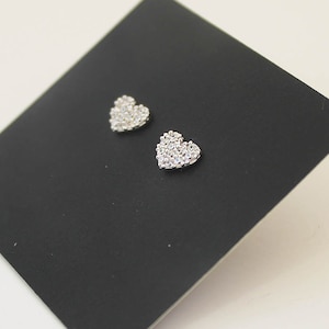 Heart Screwback Earrings, 925 Sterling Silver, Cubic Zirconia, Baby Girls Children Earrings
