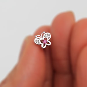 Butterfly Screwback Earrings, 925 Sterling Silver, Cubic Zirconia, Baby Girls Children Earrings