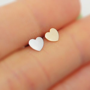 14k Solid Yellow Or White Gold, Plain Heart Screwback Earrings, Baby Girls Children Women Earrings