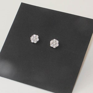925 Sterling Silver Flower Cubic Baby Girls Children Screwback Earrings