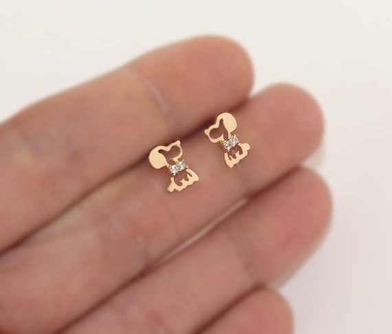 14k Yellow Gold 4mm Birth Month Princess Cut Children Screwback Baby Girls Earrings