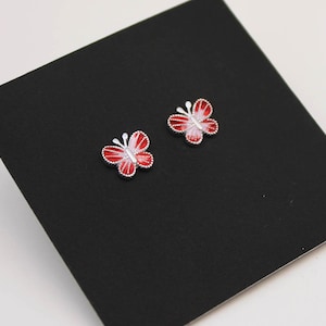 Enamel Butterfly Screwback Earrings, 925 Sterling Silver, Baby Girls Children Screwback Earrings